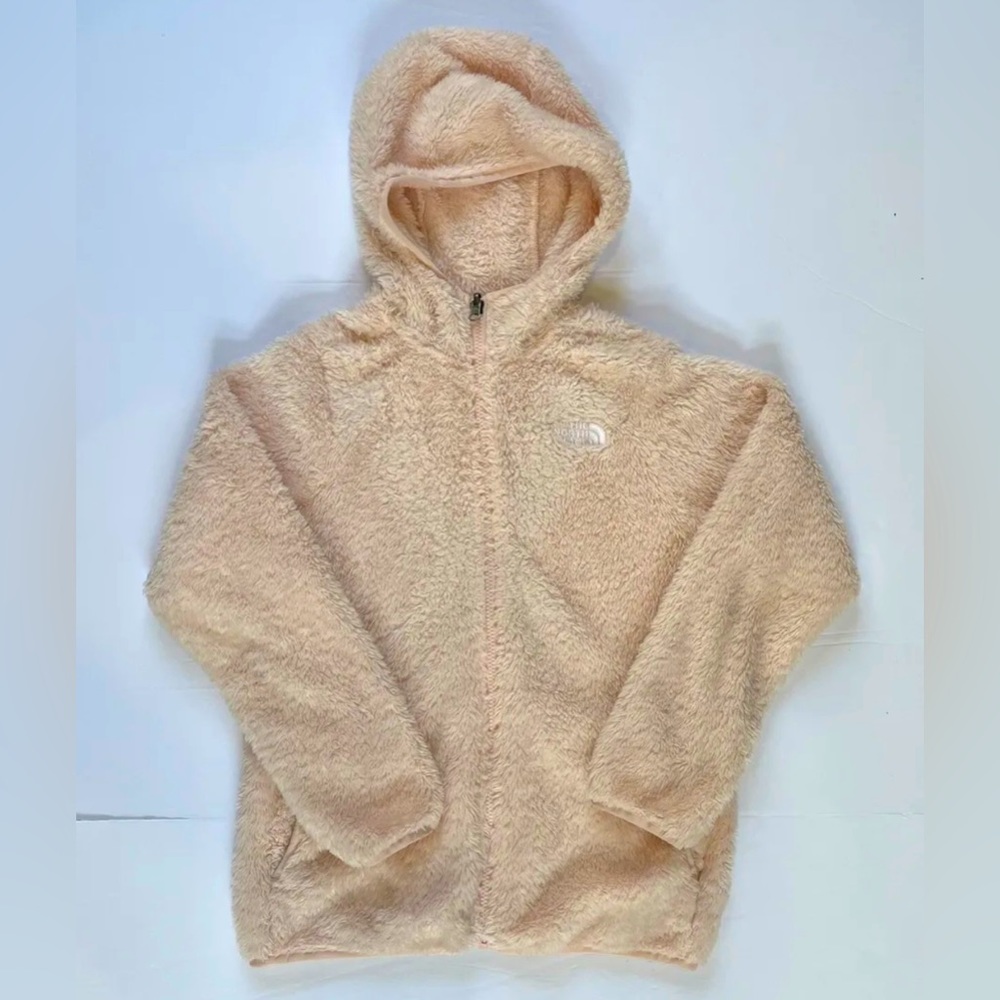 North Face Girl’s Large Light Pink Fuzzy Full Zip Hoodie Jacket